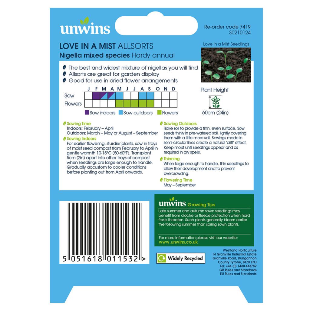 Unwins Love In A Mist Allsorts Seeds 5051618011532 2